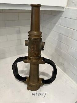 Akron Brass Vintage Fire Truck Hose Nozzle withShutoff Valve and Handles WWII Era