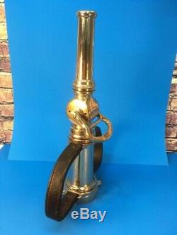 Allen Brass Fire Nozzle with leather handles Professionally polished