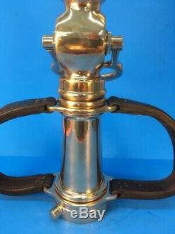 Allen Brass Fire Nozzle with leather handles Professionally polished