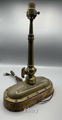 American LaFrance Fire Engine Co. Brass Fire Hose Nozzle Table Lamp