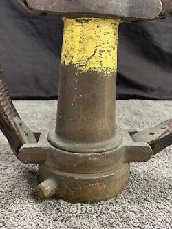 American-LaFrance-Foamite 10E Elmira NY Brass Fire Hose Nozzle withLeather Handles