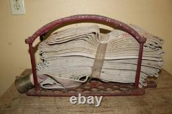 Antique 1884 J G N Guibert Wall Mounted Cast Iron Fire Dept Hose Holder New York