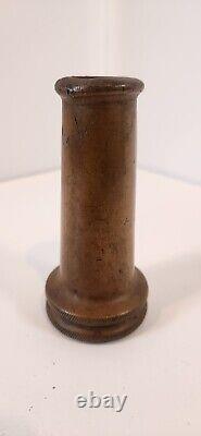 Antique 1930's Elkhart Mfg Brass Fire Nozzle Leather Handles US Patent 1917