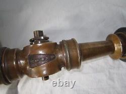 Antique 1930s American LaFrance Akron Brass Fire Fighter Hose Nozzle W Handles