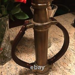 Antique 2 1/2 In. Fire Nozzle / Leather Handles/ New England Fire Applance Co