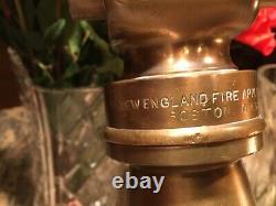 Antique 2 1/2 In. Fire Nozzle / Leather Handles/ New England Fire Applance Co