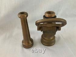 Antique 2 Piece Brass ALLLEN Fire Truck Hose Nozzle 9.5 Inches Tall