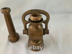 Antique 2 Piece Brass ALLLEN Fire Truck Hose Nozzle 9.5 Inches Tall