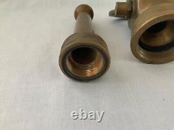 Antique 2 Piece Brass ALLLEN Fire Truck Hose Nozzle 9.5 Inches Tall