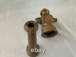 Antique 2 Piece Brass ALLLEN Fire Truck Hose Nozzle 9.5 Inches Tall