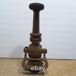 Antique 9 1/2 Brass Chief Fire Fighting Hose Nozzle 4lbs 11 oz Yoke Handle