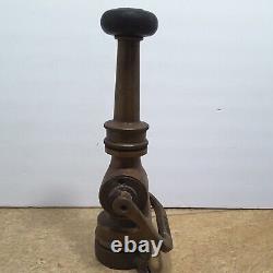 Antique 9 1/2 Brass Chief Fire Fighting Hose Nozzle 4lbs 11 oz Yoke Handle