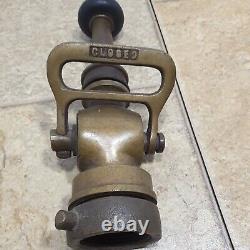 Antique 9 1/2 Brass Chief Fire Fighting Hose Nozzle 4lbs 11 oz Yoke Handle