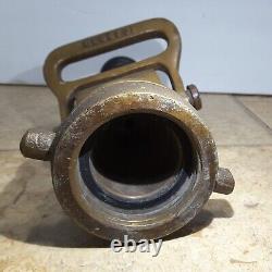 Antique 9 1/2 Brass Chief Fire Fighting Hose Nozzle 4lbs 11 oz Yoke Handle