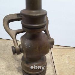 Antique 9 1/2 Brass Chief Fire Fighting Hose Nozzle 4lbs 11 oz Yoke Handle