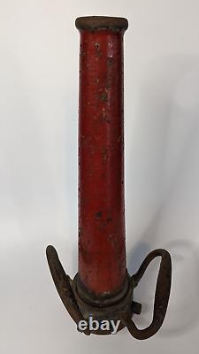Antique Allen MFG Chicago 15 Brass Fire Hose Nozzle withRed Paint