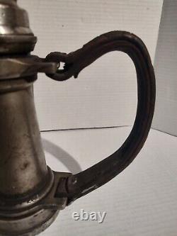 Antique American LaFrance 16 Solid Brass Fire Hose Nozzle Pat. 1917 Leather Grip