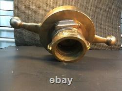 Antique BRASS 6 In. BI LATERIAL FIRE HOSE CO. CHICAGO ILL. Intake Cap With 21/2 In