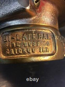 Antique BRASS 6 In. BI LATERIAL FIRE HOSE CO. CHICAGO ILL. Intake Cap With 21/2 In