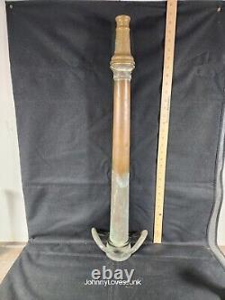 Antique Brass/Copper 31 inch Fire Hose Nozzle Two Handles Unmarked