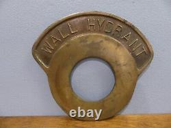 Antique Brass Fire Department Wall Hydrant Metal Plate