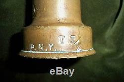 Antique Brass Fire Hose Nozzle 12 Signed P. N. Y. 2 lbs