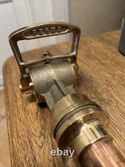 Antique Brass Fire Hose Nozzle 21 Long, French, Brass And Copper Excellent Cond