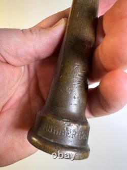 Antique Brass Fire Hose Nozzle Boston Woven Hose & Rubber Co Curved Fireman