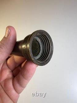 Antique Brass Fire Hose Nozzle Boston Woven Hose & Rubber Co Curved Fireman