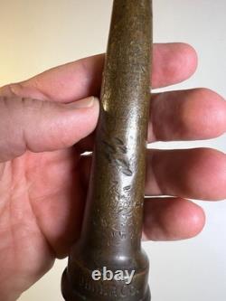 Antique Brass Fire Hose Nozzle Boston Woven Hose & Rubber Co Curved Fireman