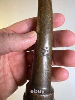 Antique Brass Fire Hose Nozzle Boston Woven Hose & Rubber Co Curved Fireman