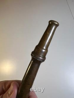 Antique Brass Fire Hose Nozzle Boston Woven Hose & Rubber Co Curved Fireman