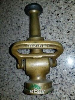 Antique Brass Fire Hose Nozzle / Open & Closed Lever