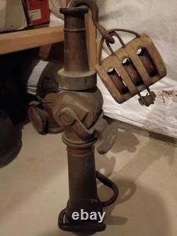 Antique Brass Fire Hose Nozzle Shutoff Valve Stamped NO LEAK & OPEN