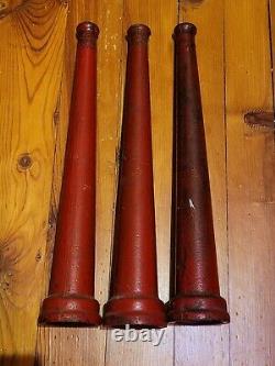 Antique Brass Fire Hose Nozzle With Red Paint 15 Tall