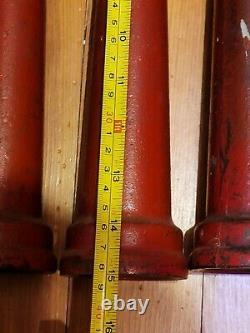 Antique Brass Fire Hose Nozzle With Red Paint 15 Tall