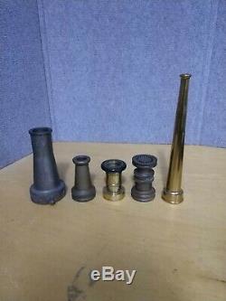 Antique Brass Fire Hose Nozzles Lot of 5 Portable & Others