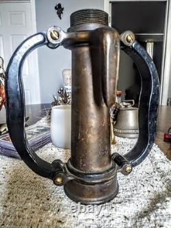 Antique Brass heavy Fire NOZZLE Base DOUBLE HANDLES & HOOK
