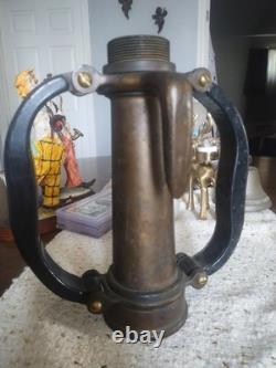 Antique Brass heavy Fire NOZZLE Base DOUBLE HANDLES & HOOK