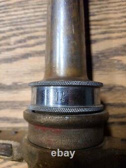 Antique Brass with Leather Handle Fire Hose Nozzle 1930s See All Details