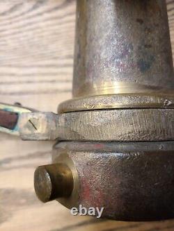 Antique Brass with Leather Handle Fire Hose Nozzle 1930s See All Details