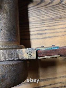 Antique Brass with Leather Handle Fire Hose Nozzle 1930s See All Details