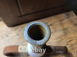 Antique Brass with Leather Handle Fire Hose Nozzle 1930s See All Details