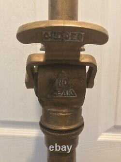 Antique C Callahan Deck Gun Fire Department Brass & Leather 25 Water Nozzle