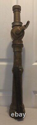 Antique C Callahan Deck Gun Fire Department Brass & Leather 25 Water Nozzle