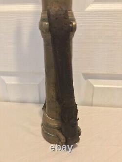 Antique C Callahan Deck Gun Fire Department Brass & Leather 25 Water Nozzle
