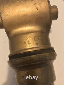 Antique C Callahan Deck Gun Fire Department Brass & Leather 25 Water Nozzle