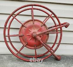 Antique Early 1900's Wirt & Knox Fire Hose Reel W&K CO Embossed Red Industrial