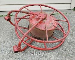 Antique Early 1900's Wirt & Knox Fire Hose Reel W&K CO Embossed Red Industrial