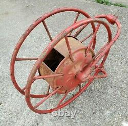 Antique Early 1900's Wirt & Knox Fire Hose Reel W&K CO Embossed Red Industrial